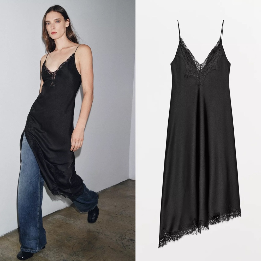 ZARA ZW COLLECTION SATIN LACE DRESS